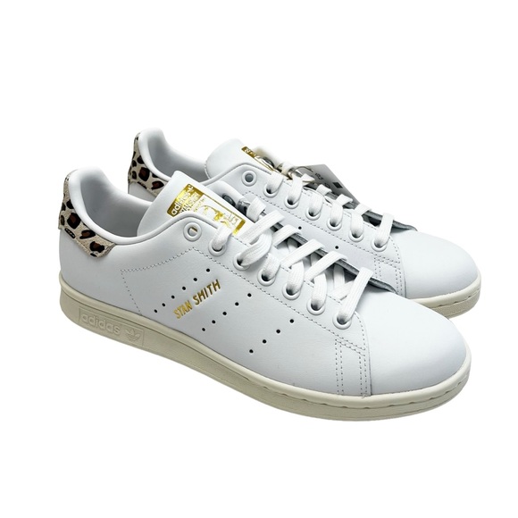NIB Adidas Stan Smith Original White/Leopard Leather Sneakers - Picture 3 of 10